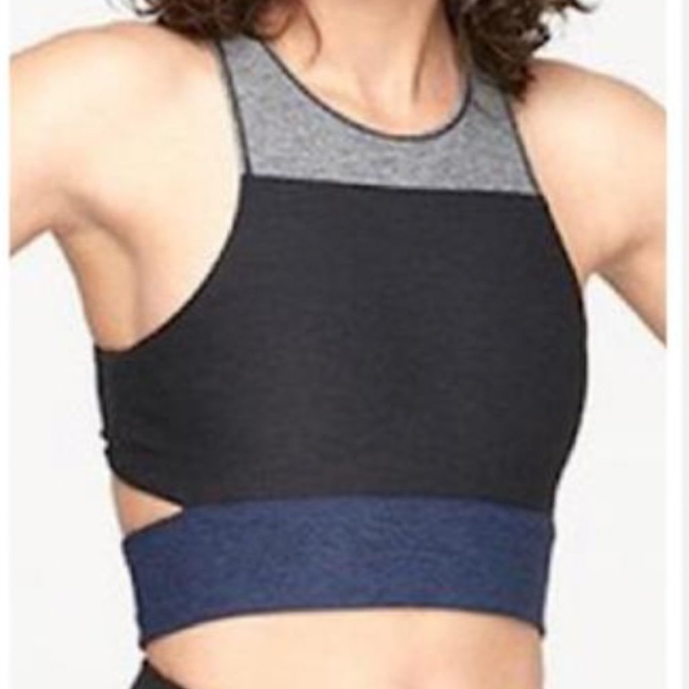 Outdoor Voices Blue Tri-tone Slashback Bra + Springs 7/8 Set Activewear Bottoms